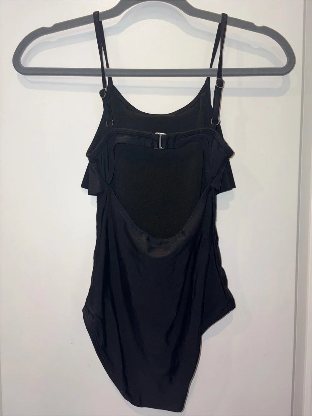 Black One-Piece Swimsuit with Colorful Embroidered Yoke